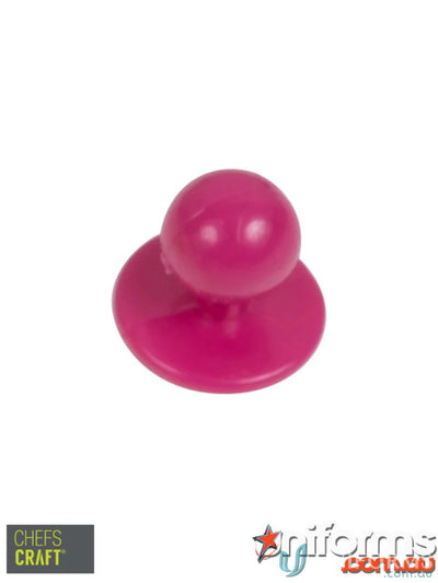 Glossy fuchsia pink plastic chef button from 10 Pack Chef Buttons for kitchen uniforms