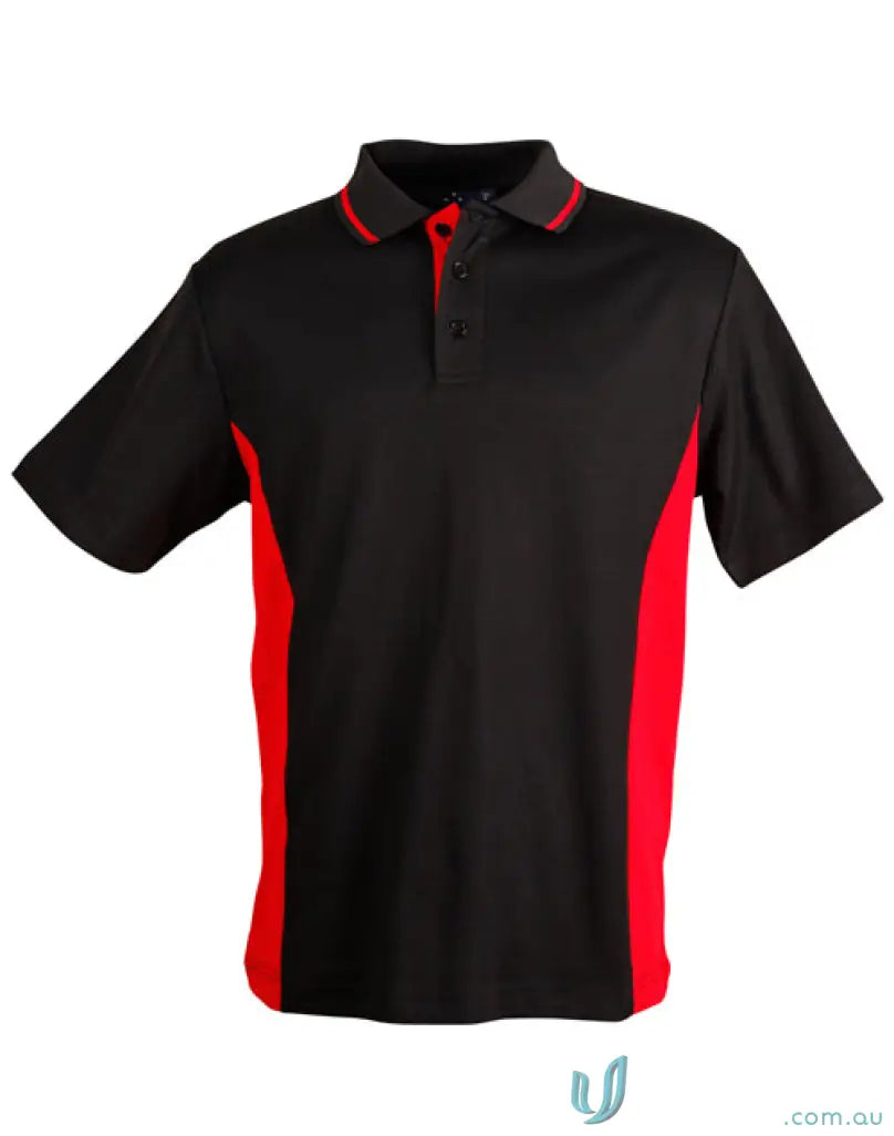 Black and red contrast short sleeve polo from Winning Spirit Team Mate Polo truedry contrast short