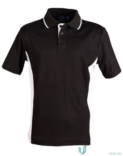 Black and white contrast short sleeve polo from Winning Spirit Team Mate Polo, trueDry tech