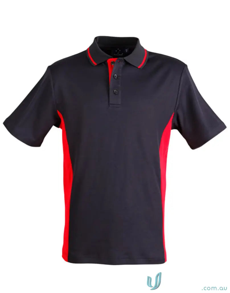 Black and red contrast short sleeve polo from Team Mate Polo, part of Truedry Contrast Short series