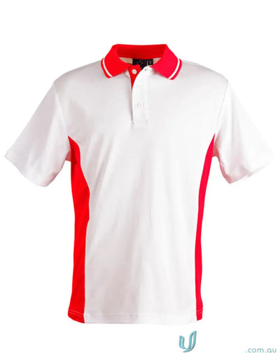 White and red contrast short sleeve polo from Winning Spirit Team Mate Polo collection