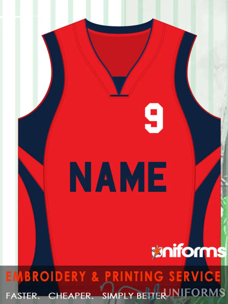 Red and navy basketball jersey from Team Name, perfect team uniforms or workwear
