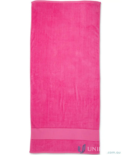 Pink plush towel from Terry Velour Beach Towel collection, soft velour beach towel