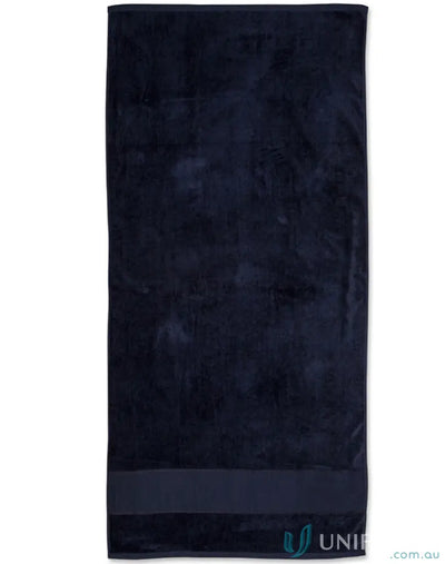 Navy blue plush Terry Velour Beach Towel for stylish velour beach days