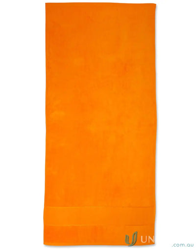 Orange terry velour beach towel, perfect velour beach towel for sunny days