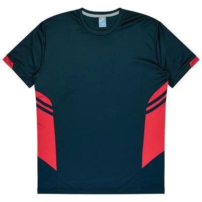 Thames Dark Tee: dark navy performance fabric t-shirt with red panels