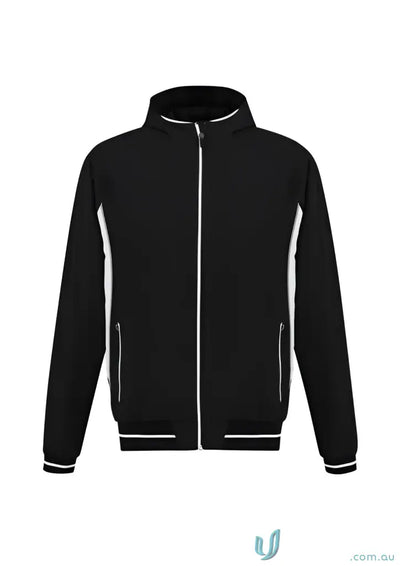 Black titan jacket j920m with white panels, zipper, striped cuffs for biz collection men’s