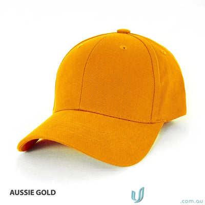 Aussie gold baseball cap ideal for workwear or uniforms in casual settings