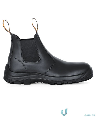 Black leather work boot with elastic sided design from Traditional Soft Toe Elastic Sided Boot, great for uniforms and workwear