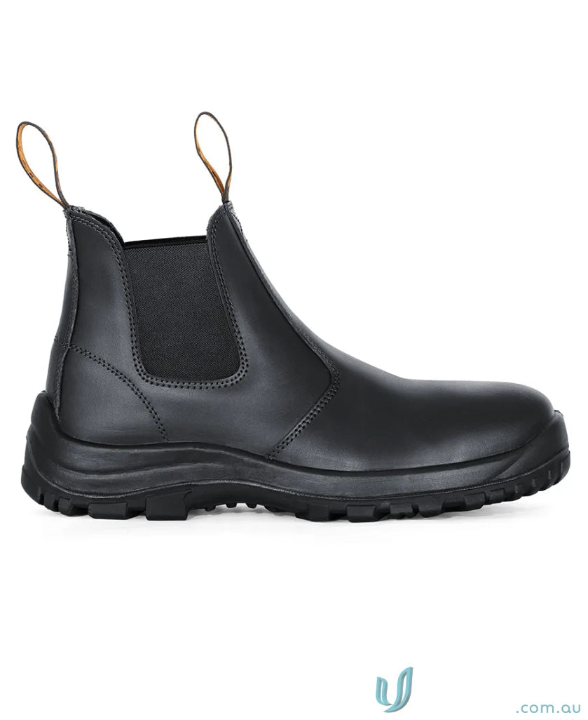 Black leather work boot with elastic sided design from Traditional Soft Toe Elastic Sided Boot, great for uniforms and workwear