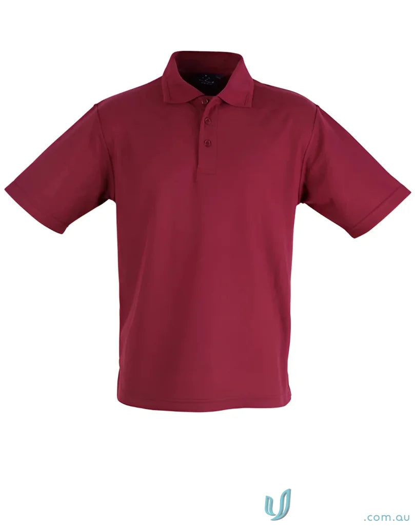Maroon short-sleeved polo shirt from PS11 Traditional collection, unmatched comfort in poly cotton pique
