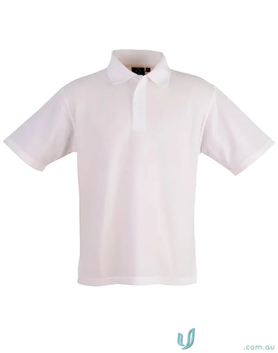 White short-sleeved polo shirt from Ps11 Traditional with unmatched comfort in poly cotton pique