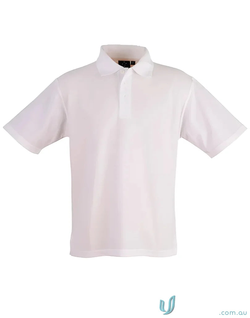 White short-sleeved polo shirt from Ps11 Traditional with unmatched comfort in poly cotton pique