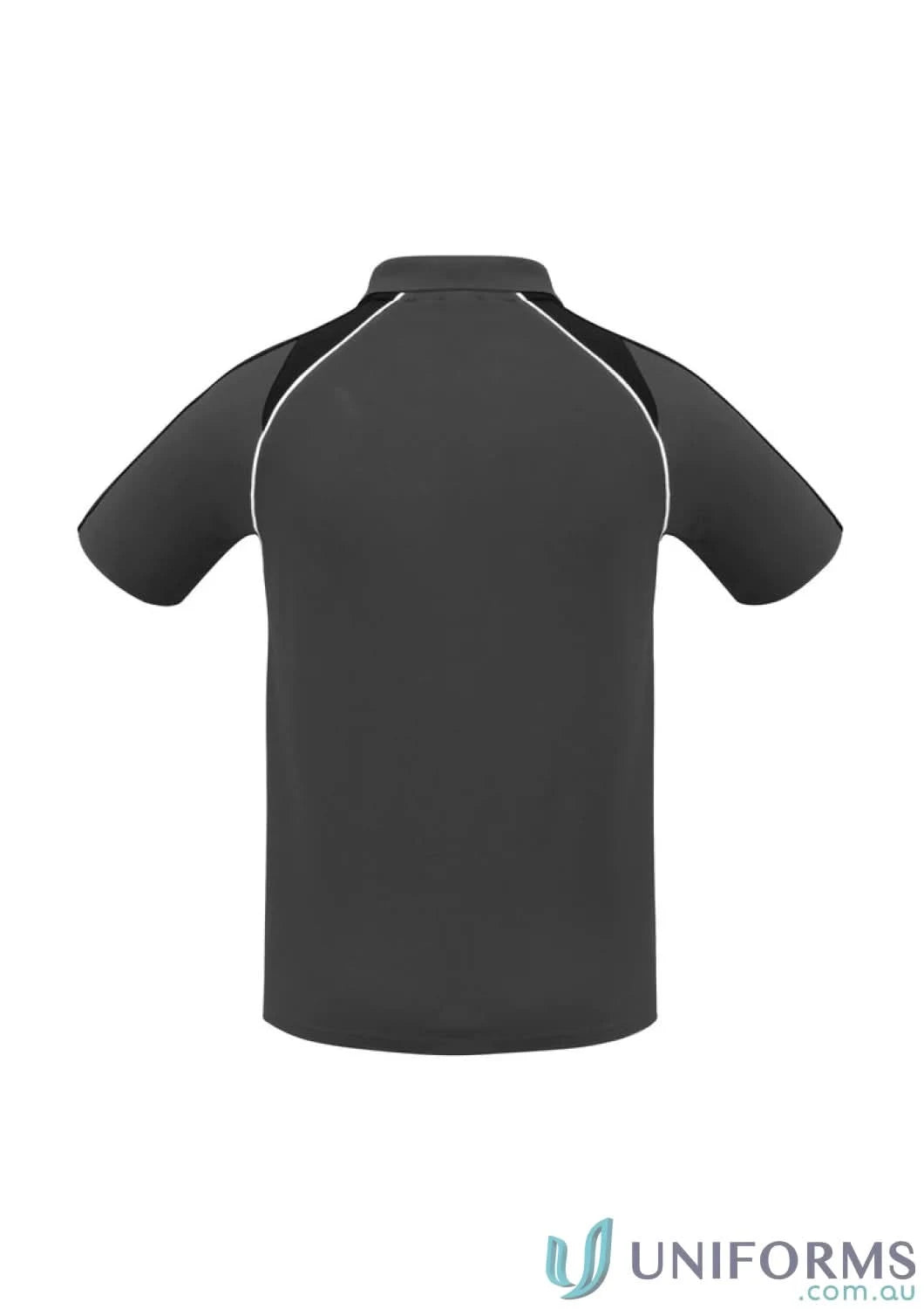 Dark gray Triton Polo Short Sleeve with contrast shoulder panels and white piping for p225ms mens