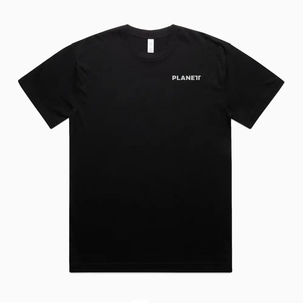 Black Truck Oversize tee with subtle white planet logo on left chest perfect for casual workwear or uniforms