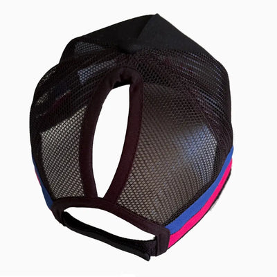 Black mesh ponytail baseball cap.