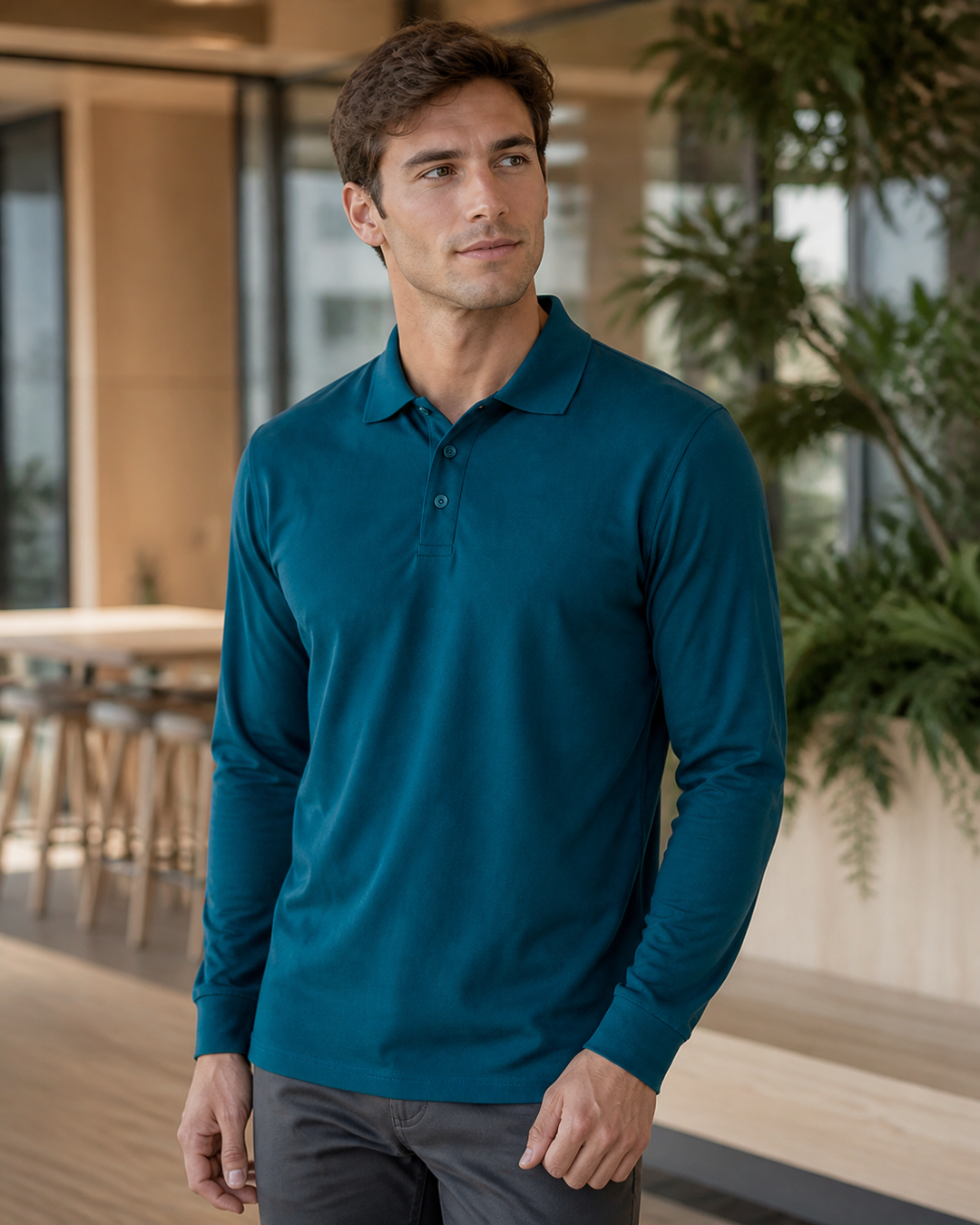 TrueDry Victory LS Polo worn by Australian male model