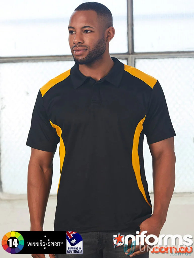 Winning Spirit PS31 TrueDry Contrast Polo in Black/Gold