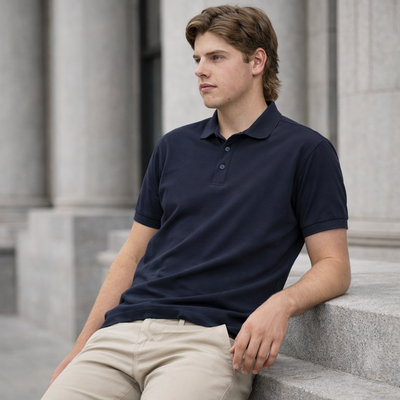 Winning Spirit PS71 Ultrafine Cotton Polo in navy front product image