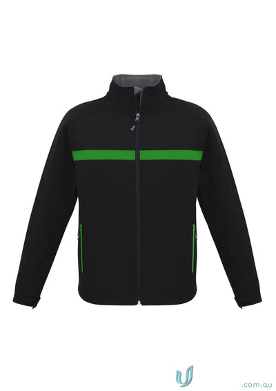 Black Black Jacket with Green Stripe from Biz Collection Unisex Charger Jacket J510M