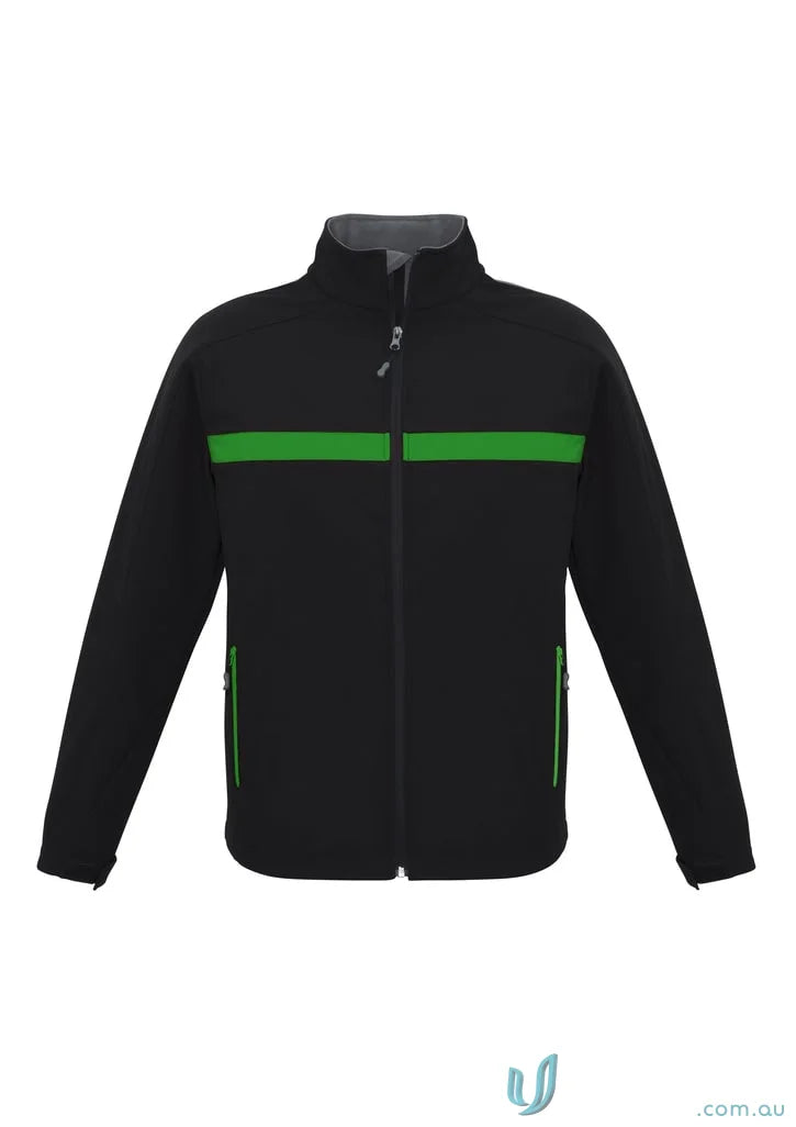 Black Black Jacket with Green Stripe from Biz Collection Unisex Charger Jacket J510M
