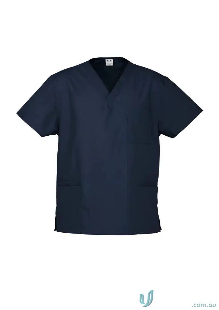 Navy blue medical scrub top from Unisex Scrub Top collection, easy fit workwear uniforms