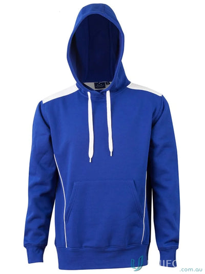 Blue and white hooded sweatshirt showing the fl19 Croxton Hoodie unisex design for all ages