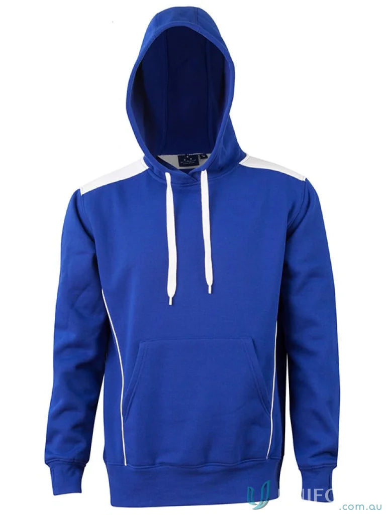Blue and white hooded sweatshirt showing the fl19 Croxton Hoodie unisex design for all ages
