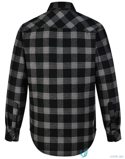 Black and gray plaid LS shirt unisex flannel with snap button for cool casual style