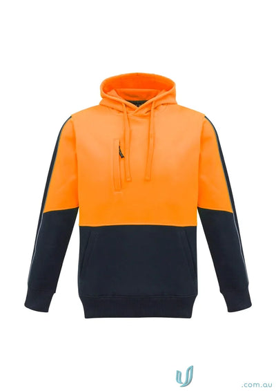 Orange and navy blue vis pullover hoodie from Syzmik Unisex Hi Vis Pullover Hoodie