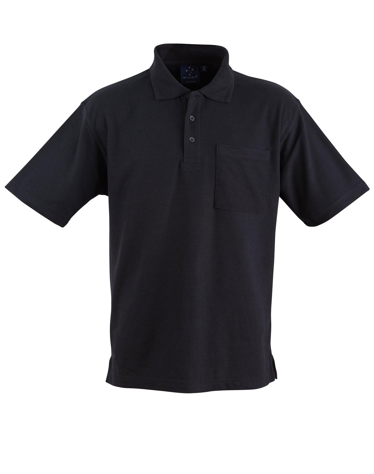Black ps41 pocket polo by Winning Spirit Unisex, short sleeve with chest pocket