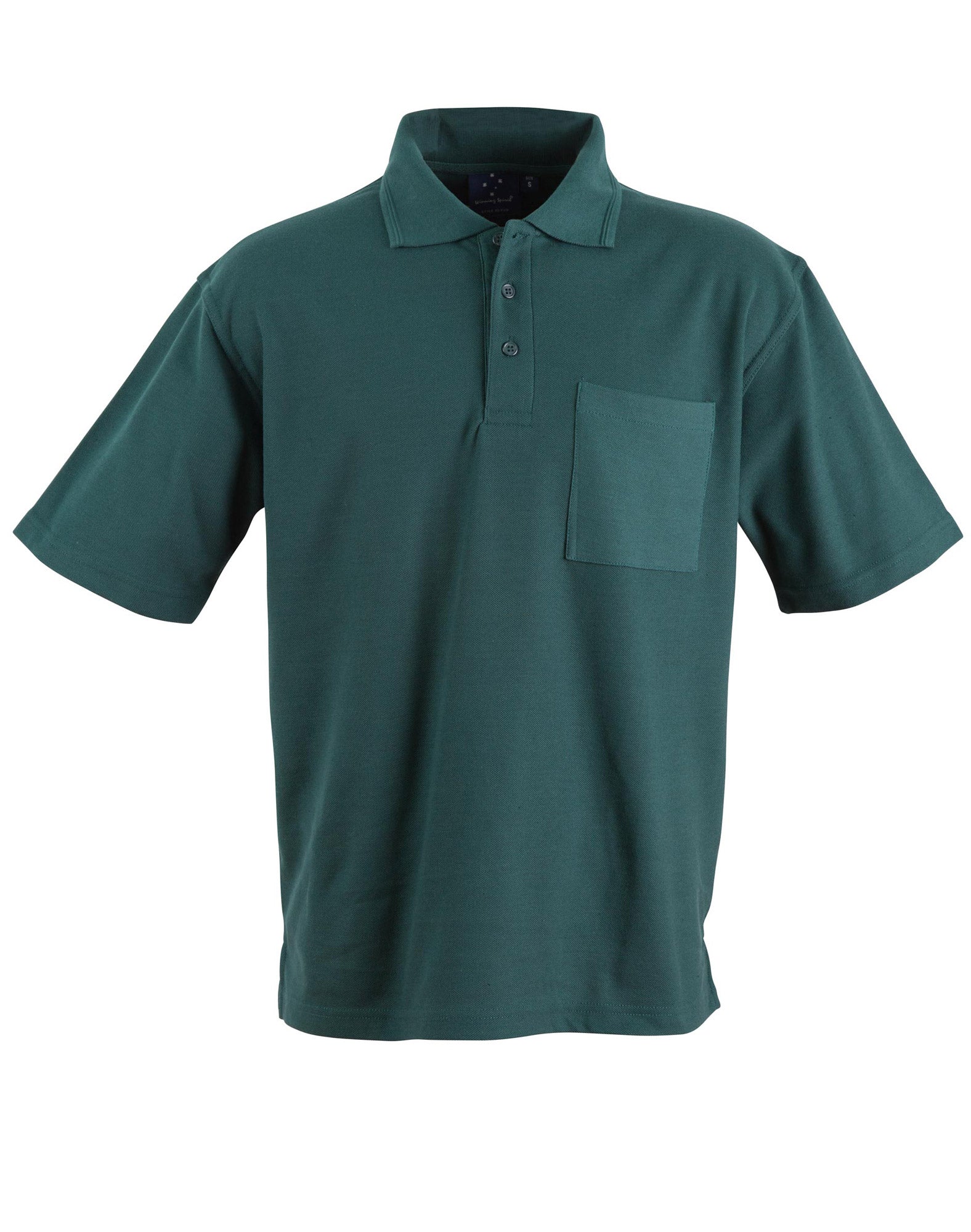 Dark green ps41 pocket polo with chest pocket, Winning Spirit Unisex taped neck seam