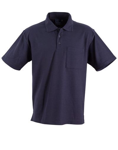 Dark navy ps41 pocket polo by Winning Spirit Unisex, taped neck seam