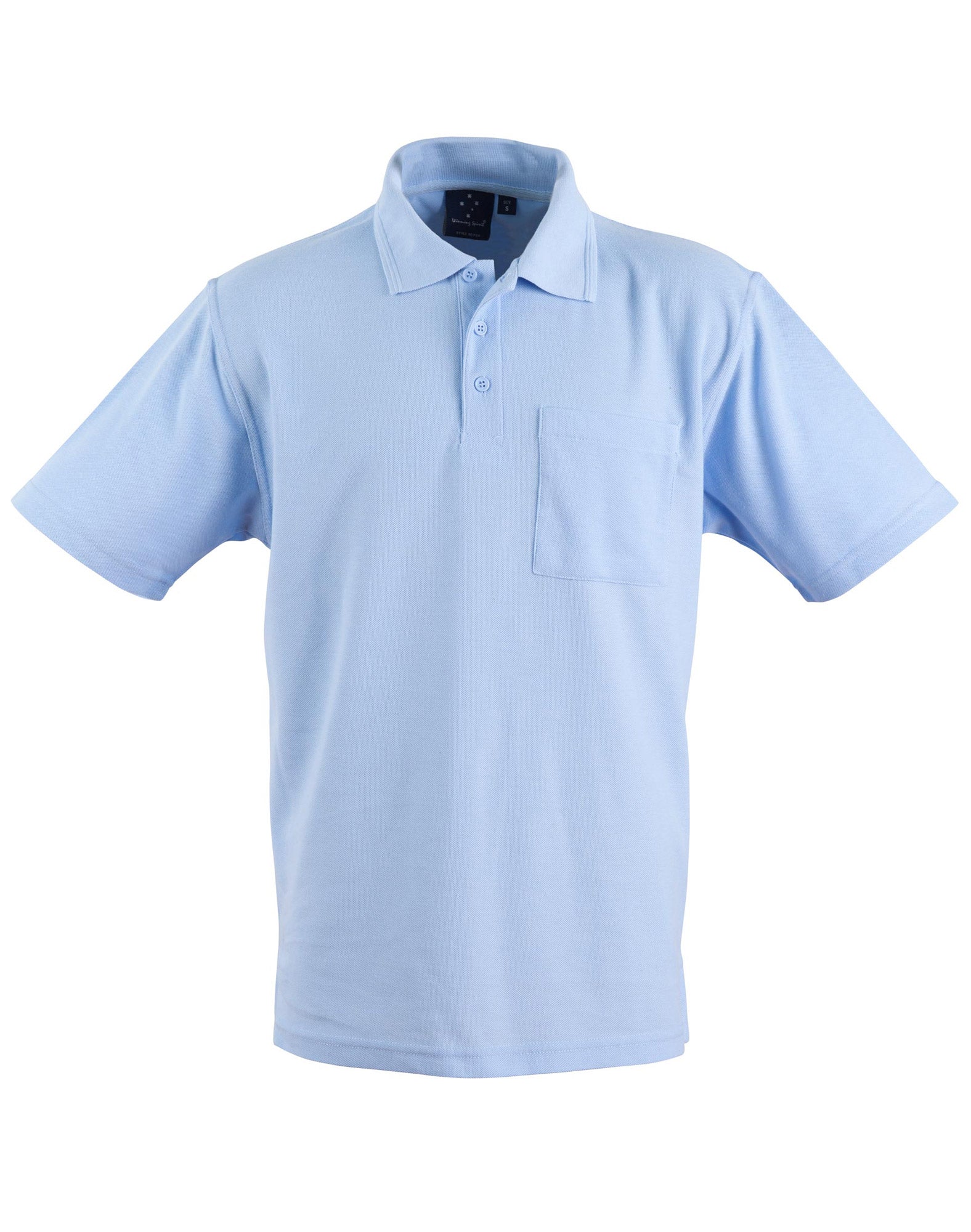 Light blue ps41 pocket polo by Winning Spirit Unisex, taped neck seam