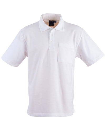 White Winning Spirit Unisex PS41 Pocket Polo front view