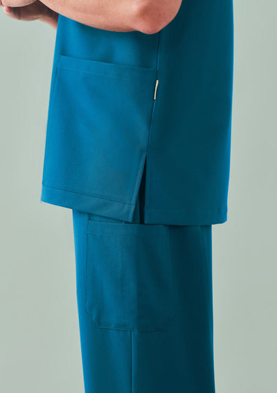 Teal unisex Pulse straight leg scrub pant with side pockets