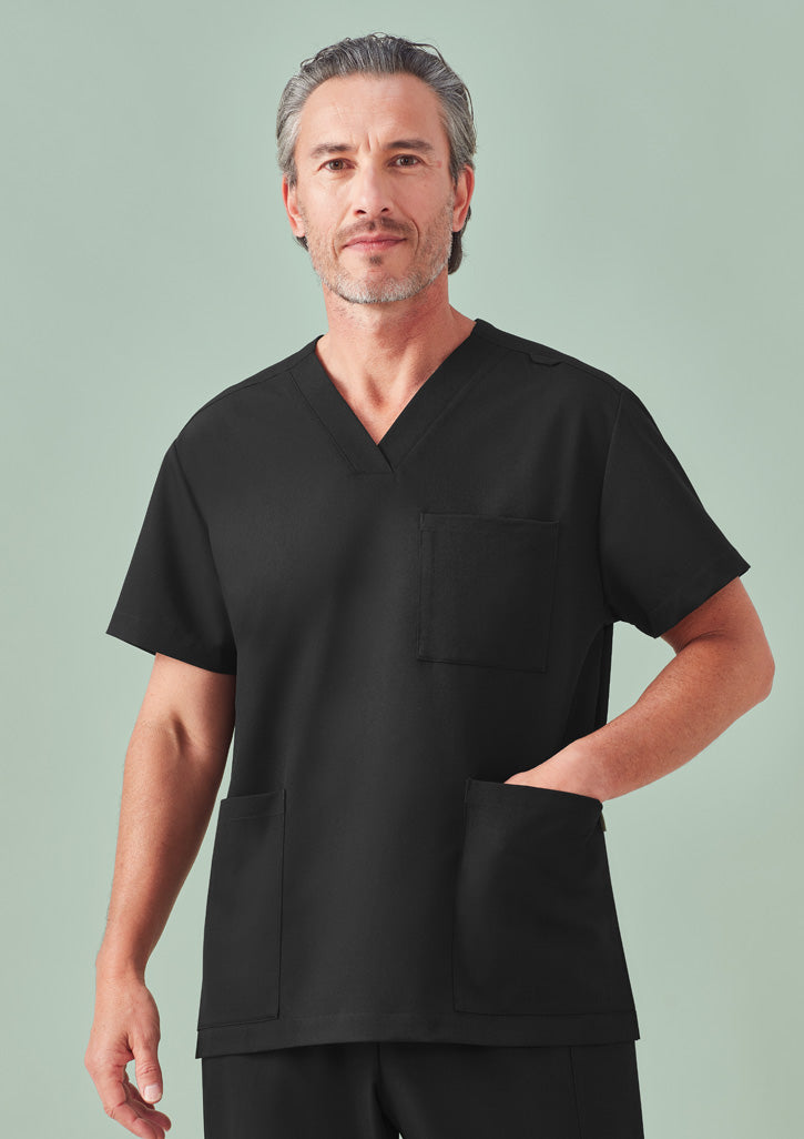 Black relaxed fit unisex Pulse V-Neck scrub top with pockets