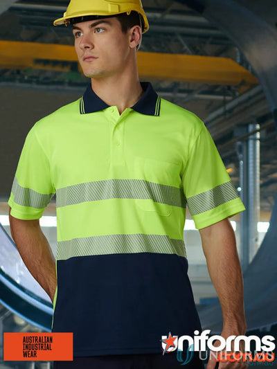 Unisex SW85 high-visibility cooldry segmented polo with matching colour buttons