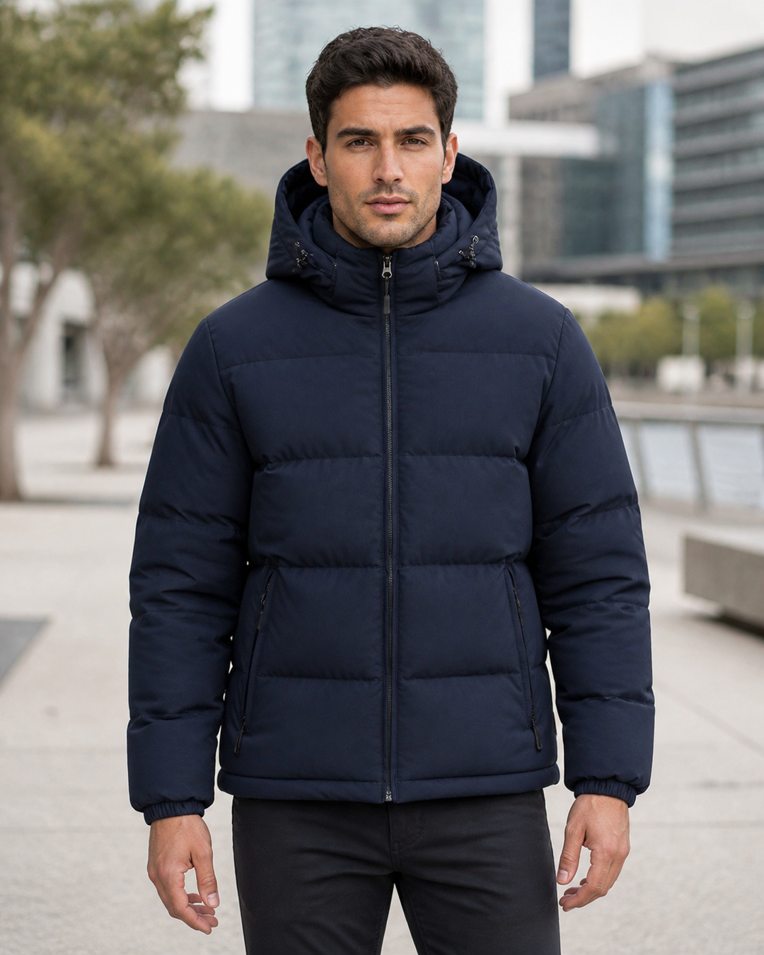 Unisex Terrain Puffa Jacket on Australian male model