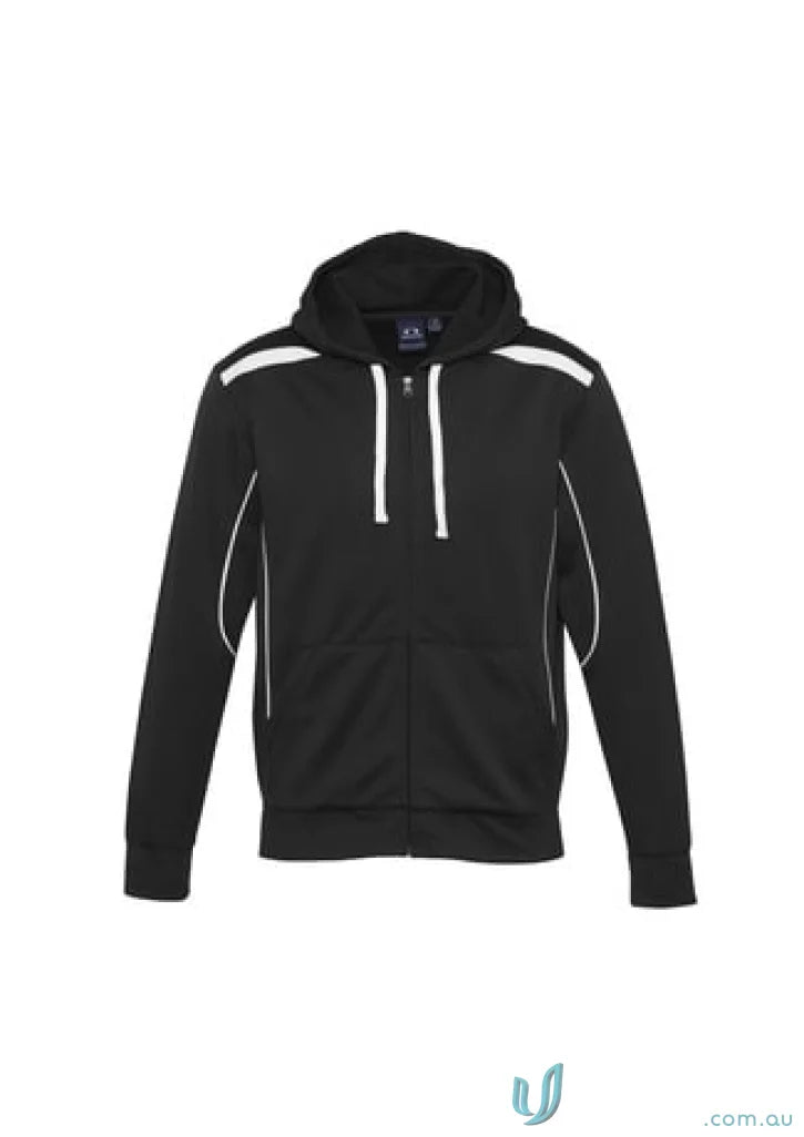 United Hoodie black hooded zip-up sweatshirt with white accents made of polyester performance fleece
