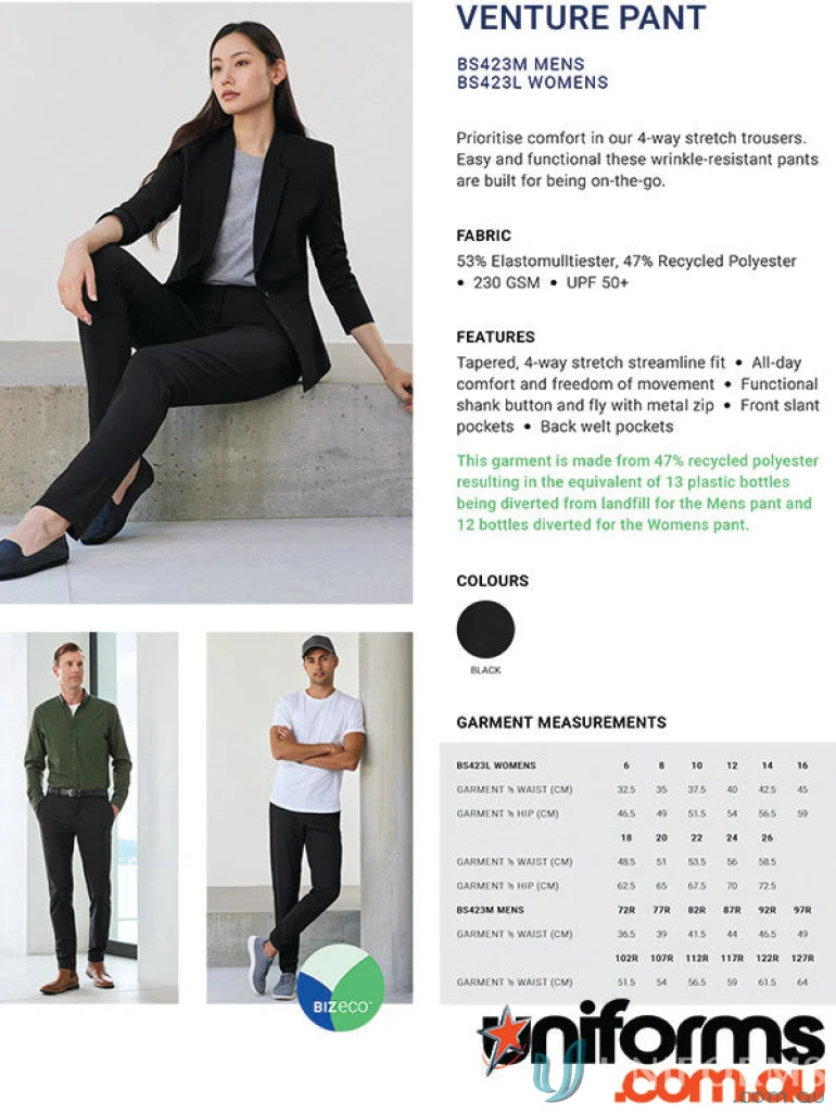 Venture Pant from Biz Collection Men’s Venture collection for stylish comfort