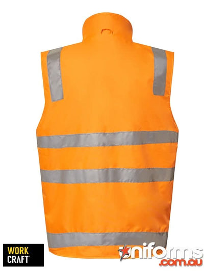 Bright orange vic rail reversible fleece vest with reflective stripes perfect for high visibility workwear uniforms