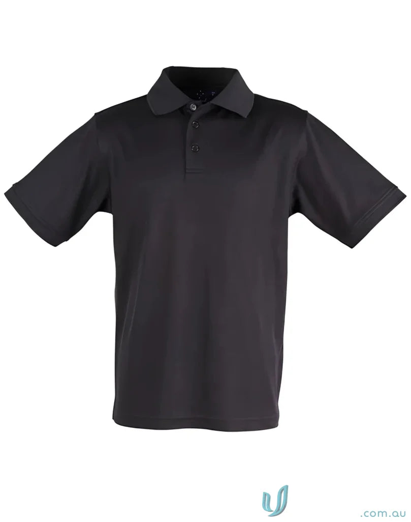 Black short-sleeved polo shirt from Victory SS Polo series, perfect for winning spirit victory