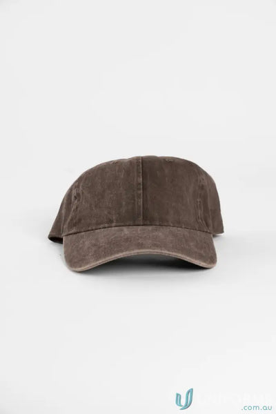 Brown suede baseball cap with adjustable strap and curved brim.