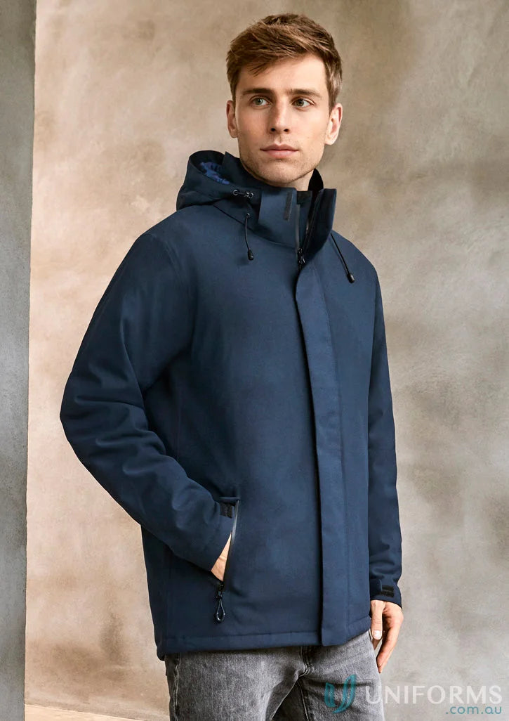 Men’s Eclipse Jacket with navy hooded design and luxury quilted lining, waterproof eclipse jacket
