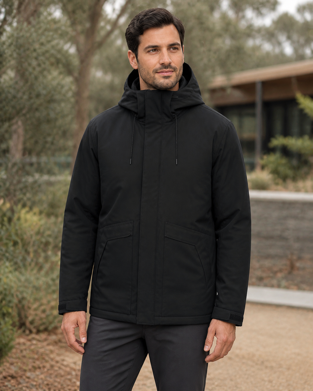 Waterproof Quilted Jacket on Australian male model