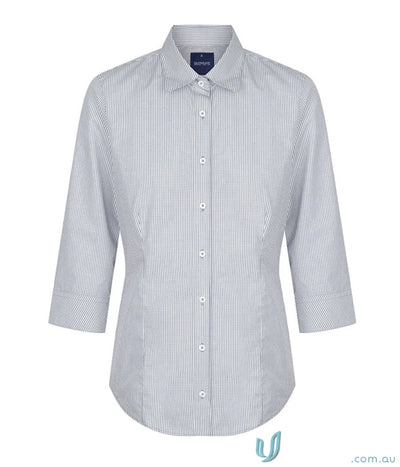 Westgarth Gingham 3Q Shirt with stripes, easy iron for uniforms and silk protein style