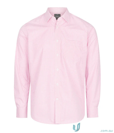 Pink Westgarth Gingham long-sleeve shirt, easy iron silk protein shirt for men