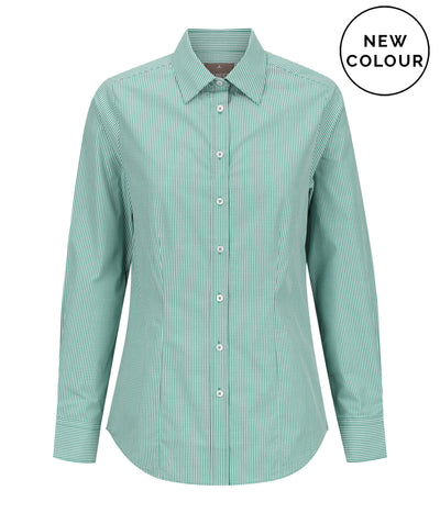 Westgarth Gingham long sleeve easy iron mint check shirt