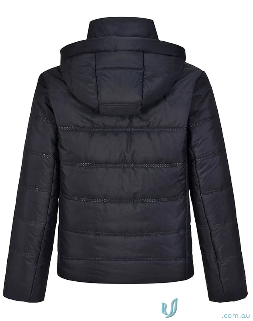 Black quilted hooded jacket from Winning Spirit 3D Cut Sustainable Seamless Parka, made with certified recycled PET and durable water-repellent fabric